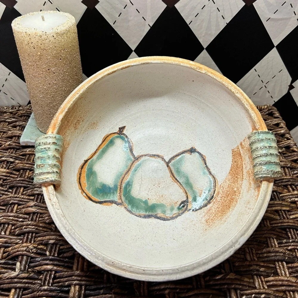 Handcrafted Pear‎ Motif Ceramic Bowl – Artisan Studio Pottery